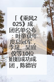 《乘风2025》成团名单公布：叶童获年度总冠军，李晟、吴宣仪等10位姐姐成功成团，陈德容获年度高光人物