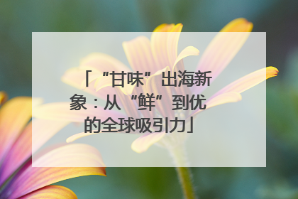 “甘味”出海新象：从“鲜”到优的全球吸引力