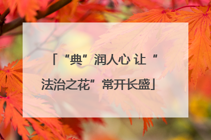 “典”润人心 让“法治之花”常开长盛
