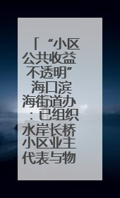 “小区公共收益不透明” 海口滨海街道办：已组织水岸长桥小区业主代表与物业进行座谈