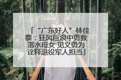“广东好人”林佳泰：狂风巨浪中勇救落水母女 见义勇为诠释退役军人担当