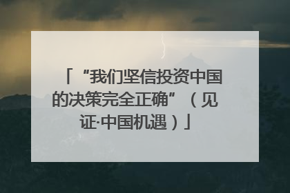 “我们坚信投资中国的决策完全正确”（见证·中国机遇）