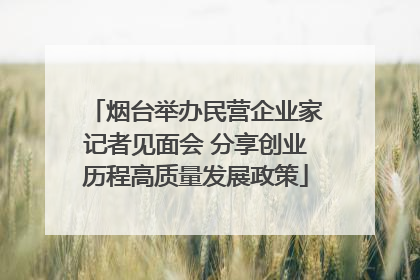 烟台举办民营企业家记者见面会 分享创业历程高质量发展政策