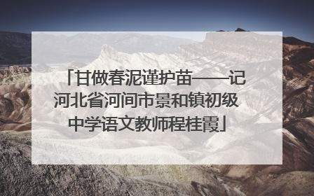 甘做春泥谨护苗——记河北省河间市景和镇初级中学语文教师程桂霞