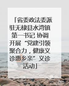 省委政法委派驻无棣县水湾镇第一书记 协调开展“党建引领聚合力，健康义诊惠乡亲”义诊活动