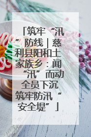 筑牢“汛”防线｜慈利县阳和土家族乡：闻“汛”而动 全员下沉筑牢防汛“安全堤”