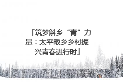 筑梦斛乡“青”力量：太平畈乡乡村振兴青春进行时