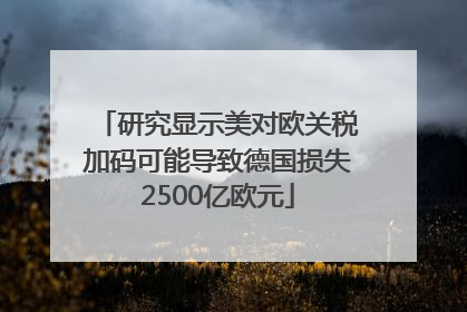 研究显示美对欧关税加码可能导致德国损失2500亿欧元