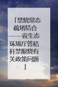 禁烧常态 疏堵结合——省生态环境厅答秸秆禁限烧有关政策问题