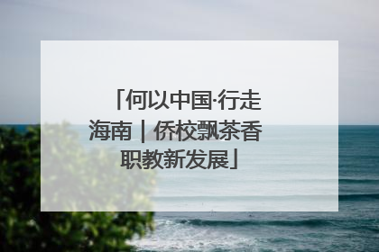 何以中国·行走海南｜侨校飘茶香 职教新发展