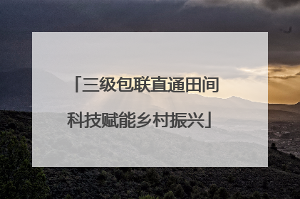 三级包联直通田间 科技赋能乡村振兴