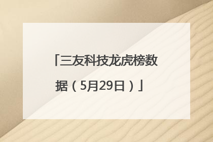 三友科技龙虎榜数据（5月29日）
