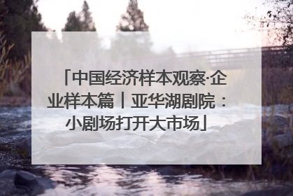 中国经济样本观察·企业样本篇︱亚华湖剧院：小剧场打开大市场