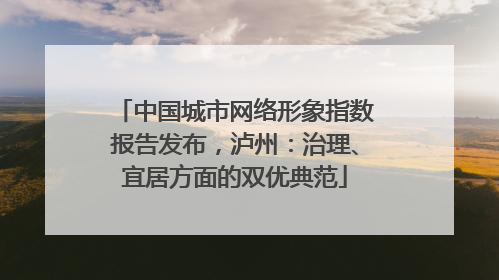 中国城市网络形象指数报告发布，泸州：治理、宜居方面的双优典范