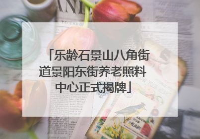乐龄石景山八角街道景阳东街养老照料中心正式揭牌