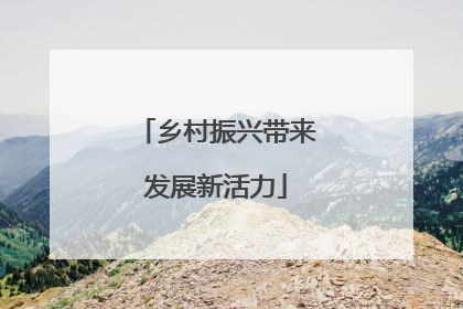 乡村振兴带来发展新活力