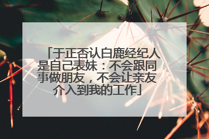 于正否认白鹿经纪人是自己表妹：不会跟同事做朋友，不会让亲友介入到我的工作