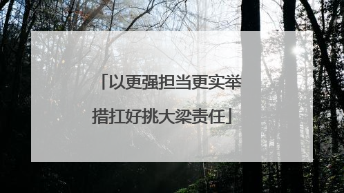 以更强担当更实举措扛好挑大梁责任