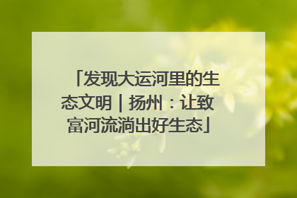 发现大运河里的生态文明｜扬州：让致富河流淌出好生态