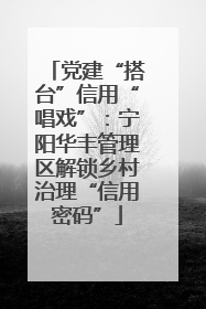 党建“搭台”信用“唱戏”：宁阳华丰管理区解锁乡村治理“信用密码”