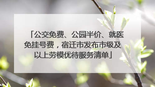 公交免费、公园半价、就医免挂号费，宿迁市发布市级及以上劳模优待服务清单