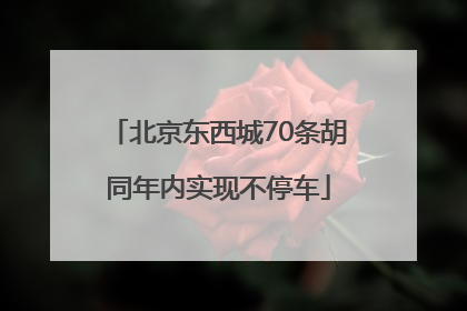 北京东西城70条胡同年内实现不停车