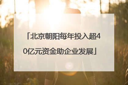 北京朝阳每年投入超40亿元资金助企业发展