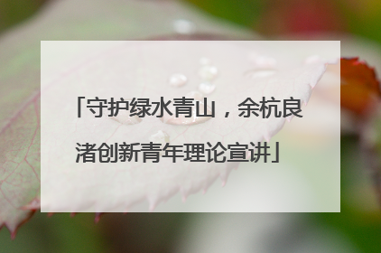 守护绿水青山，余杭良渚创新青年理论宣讲