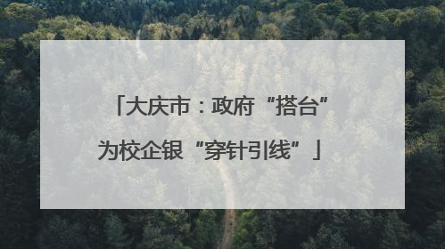 大庆市：政府“搭台”为校企银“穿针引线”