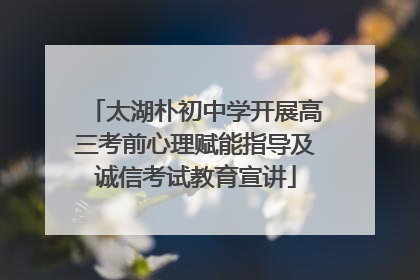 太湖朴初中学开展高三考前心理赋能指导及诚信考试教育宣讲