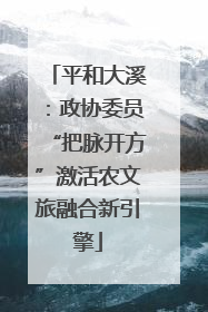 平和大溪：政协委员“把脉开方”激活农文旅融合新引擎