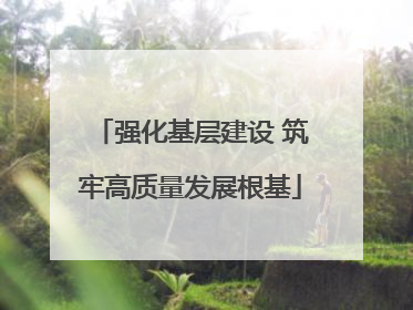 强化基层建设 筑牢高质量发展根基