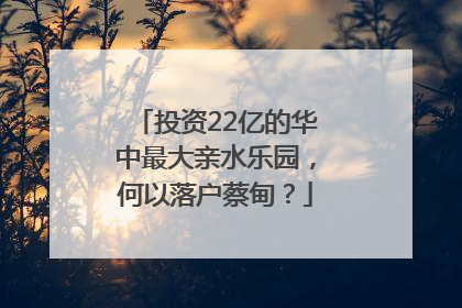 投资22亿的华中最大亲水乐园，何以落户蔡甸？