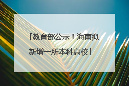 教育部公示！海南拟新增一所本科高校