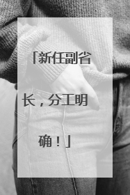 新任副省长，分工明确！