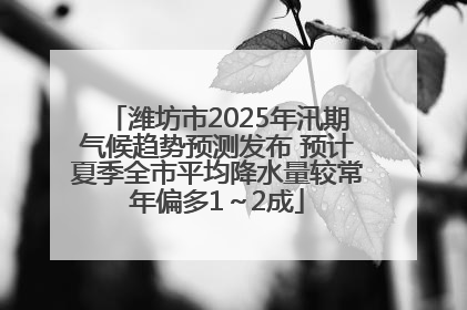 潍坊市2025年汛期气候趋势预测发布 预计夏季全市平均降水量较常年偏多1～2成