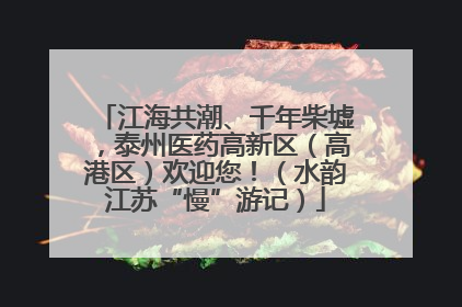 江海共潮、千年柴墟，泰州医药高新区（高港区）欢迎您！（水韵江苏“慢”游记）