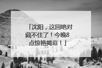沈阳，这回绝对藏不住了！今晚8点惊艳揭幕！