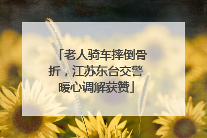 老人骑车摔倒骨折，江苏东台交警暖心调解获赞