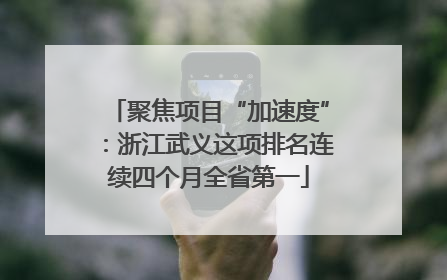 聚焦项目“加速度”：浙江武义这项排名连续四个月全省第一