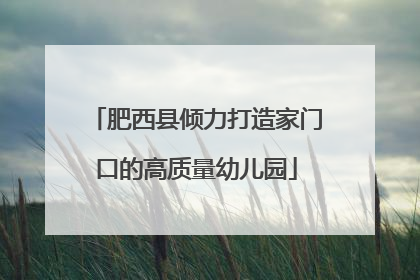 肥西县倾力打造家门口的高质量幼儿园