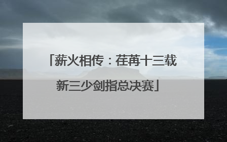 薪火相传：荏苒十三载 新三少剑指总决赛