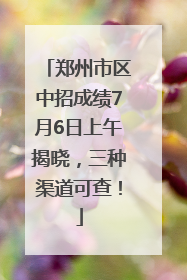 郑州市区中招成绩7月6日上午揭晓，三种渠道可查！