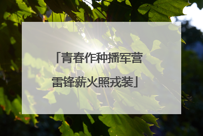 青春作种播军营 雷锋薪火照戎装