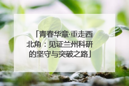 青春华章·重走西北角：见证兰州科研的坚守与突破之路