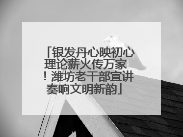 银发丹心映初心 理论薪火传万家！潍坊老干部宣讲奏响文明新韵