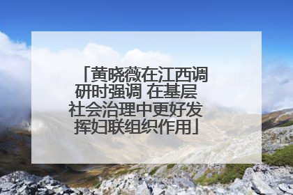 黄晓薇在江西调研时强调 在基层社会治理中更好发挥妇联组织作用