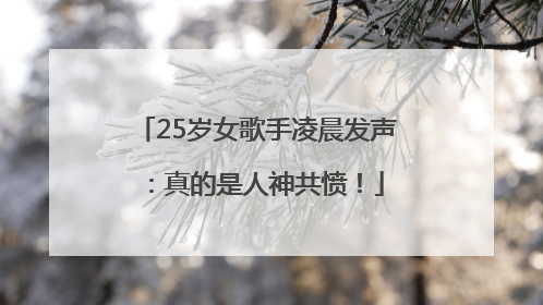 25岁女歌手凌晨发声：真的是人神共愤！